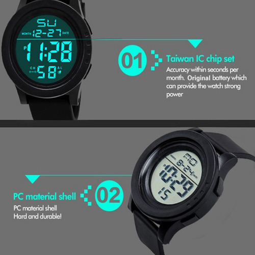 Reloj Digital Led Luminoso Para Deportes Al Aire Libre Con A
