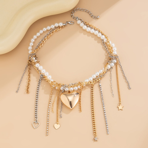 Collar De Cadena Con Borlas Con Colgante Multicapa Para Muje