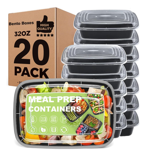 20 Pack 32 Contenedores De Prepa De Comida Oz, Para Dbq6c