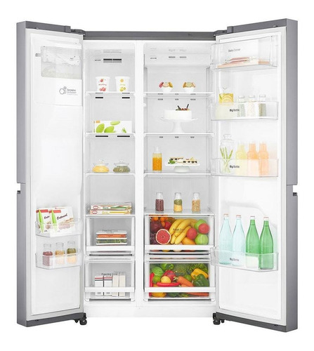 Heladera con freezer inverter LG GS65SPP1 color platinum silver con capacidad de 601L