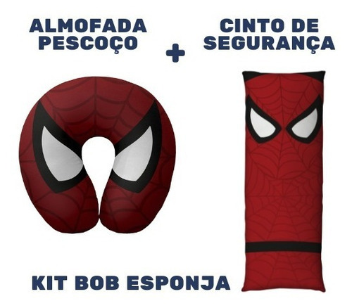 01 Almofada De Pescoço + 01 Cinto De Segurança Infantil Cor Homem Aranha