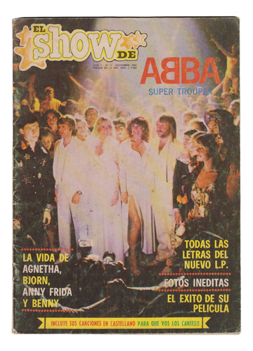 1980 El Show De Abba Grupo Sueco Revista Argentina Con Fotos