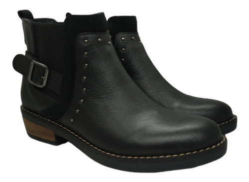 Imagen 2 de 3 de Viamo Esmeraldi Bota Texanita De Cuero Elástico Hebilla