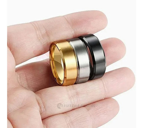 Imagen 2 de 9 de Anillo De Titanio Acero Inoxidable Minimalista Hombre 3pcs
