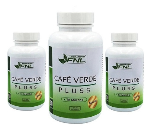 Pack 3 Cafe Verde +té Matcha Quema Grasa Energía 90cáps, Fnl