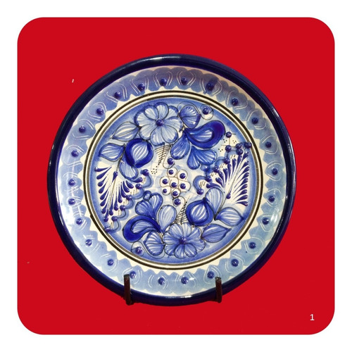 Imagen 2 de 10 de Plato Azul 20 Cm Talavera Poblana Diseño Especial Lujo Plt