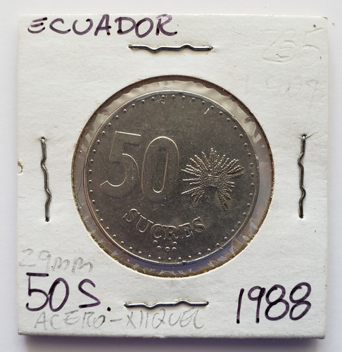 Moneda Ecuador 50 Sucres 1988 Vf/xf
