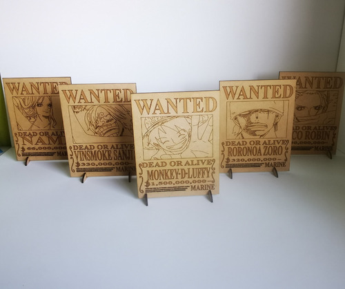 Cartel Wanted One Piece En Madera 15x20cm