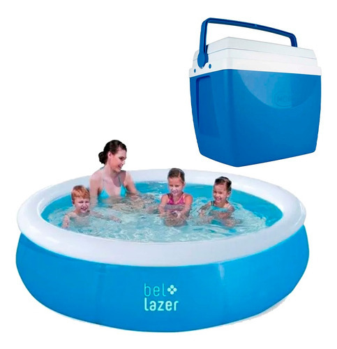 Piscina Redonda Inflável 1000l Bel + Caixa Térmica 34l Mor Cor Azul