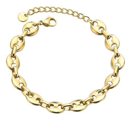Pulsera De Cadena De Acero Inoxidable Chapada En Oro De 18k