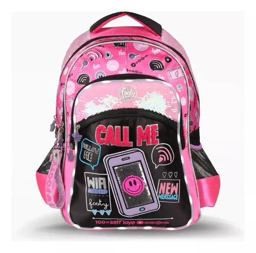 Mochila Escolar Grande Con Luz Led Peppa Pig Rosa