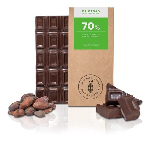 Tableta Chocolate Dr Cacao 70% Con Azucar Organica X70gs X10
