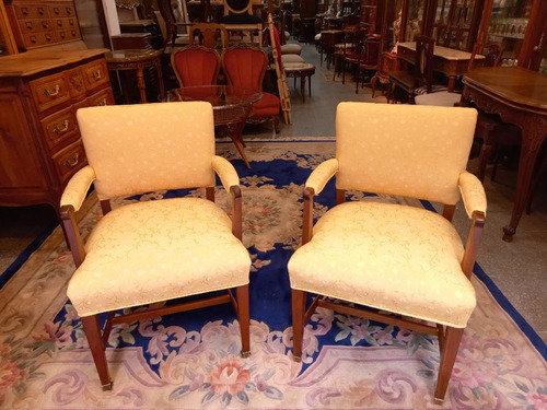 Manyantiques - Antiguo Par De Sillones En Caoba