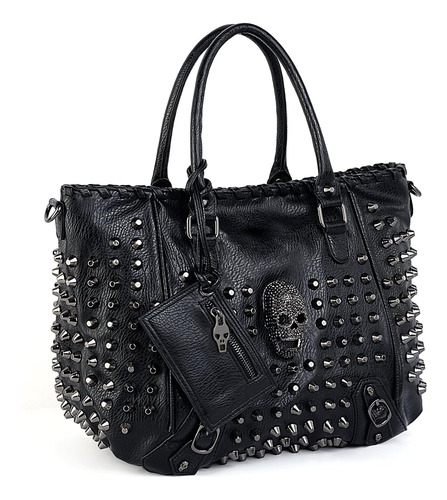 Uto Bolso De Mano Con Calavera Para Mujer, Bolso Con Tachuel