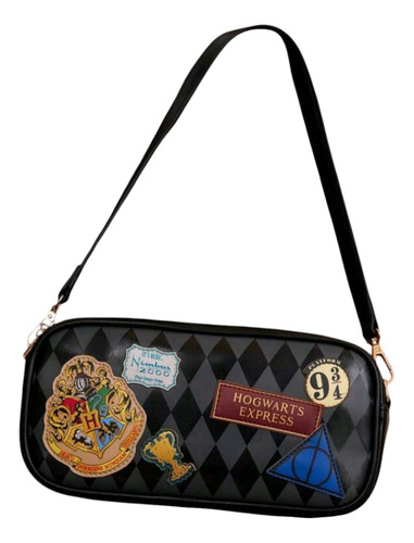 Bolso De Dama Harry Potter Expreso De Hogwarts Negro Geométrico Níquel Negro