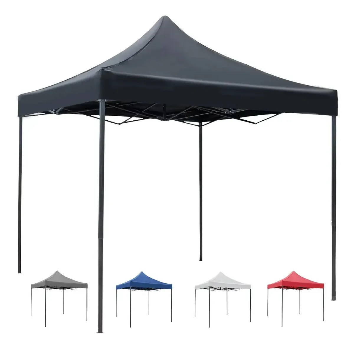 Imagen de Carpa Toldo Plegable Reforzado 3x3 Lona Acero Inoxidable Impermeable Color Negro