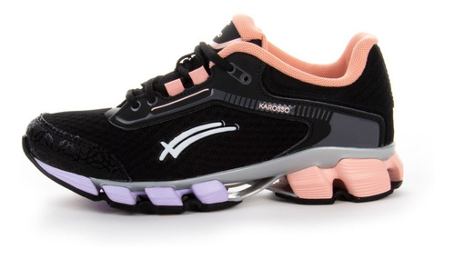 Imagen 2 de 6 de Tenis Para Correr Karosso Negro Mauve 6319