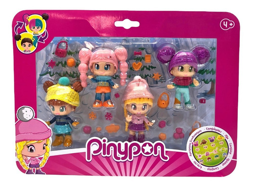 Pinypon 4 Figuras Con Ropa De Invierno Y Accs Original 5771