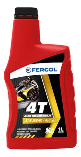 Aceite 4t Alto Kilometraje Para Moto 25w60 Fercol 1 Lt