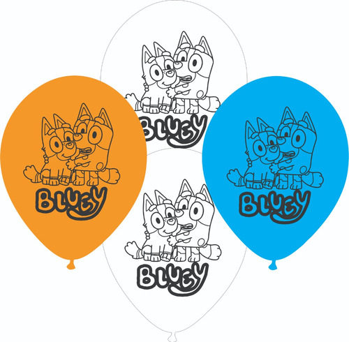 Globos Estampados De Bluey X 10