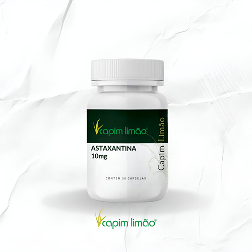 Astaxantina 10mg - 30 Cápsulas De Astaxantina Capim Limão. Sabor Sem sabor