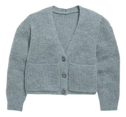 Chaleco Niña Old Navy Cardigan Recortado Gris