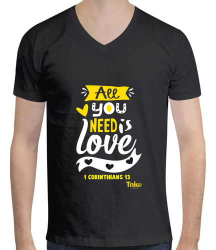 Playera Hombre - All You Need Is Love - Amor - Cuello V