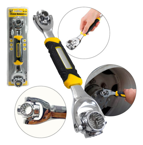 Chave Tigre Universal 48 Em 1 C/ 8 Bocas Ferramenta Completa Cor Chave Multiuso Multifuncional Prateada