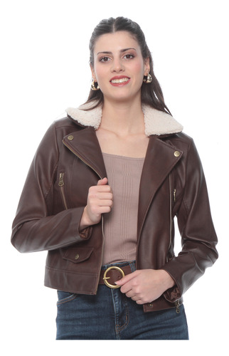 Chaqueta Wados Cuero Ecologico Con Cuello Chiporro Desmontable