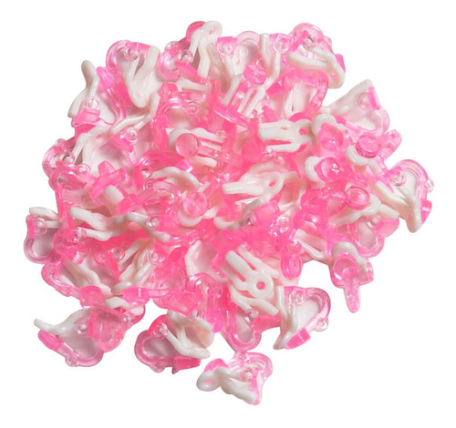 50 Unids Bases De Clips De Oído De Plástico Color Rosa