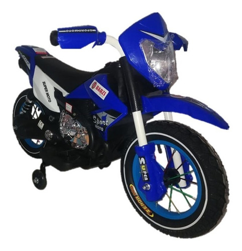 Motocross Bz Moto Elétrica Infantil Azul Com Rodinhas Música