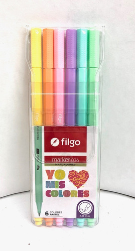 Marcador Marcadores Filgo Marker 036 Color Pastel Estuche X6