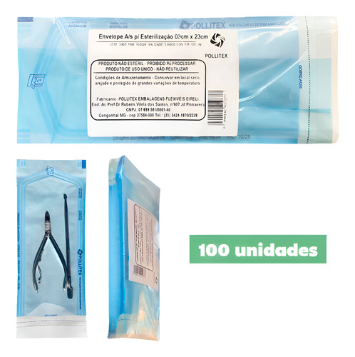 Envelope Autoclave Esterilizacao Manicure 9cm X 23cm 100 Un
