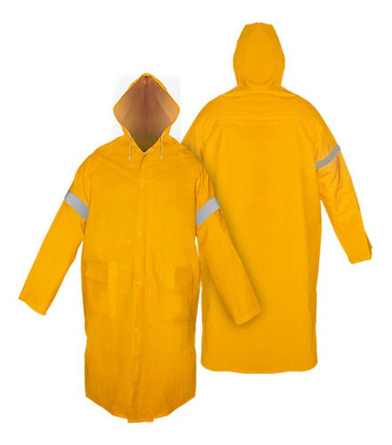 Impermeable Largo Con Reflejante Tipo Gabardina Dz1001