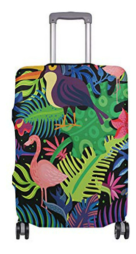 Maleta - Suitcase Cover Tropical Leaves Flamingo Toucan Bird