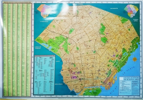 Mapa Capital Federal Caba Con Calles Mural 130 X 90 Cms