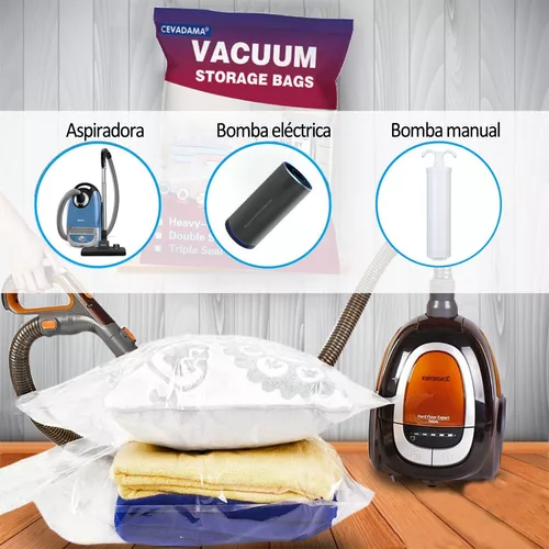  Paquete de 6 bolsas de almacenamiento al vacío para ropa,  bolsas de vacío de ropa que ahorran un 80% de espacio, funcionan con  aspiradora, bomba de mano de viaje incluida (6