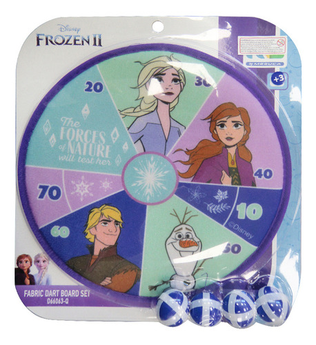 Juego Tiro Blanco Frozen Tablero Tela/ 4 Pelotas Adhesiva Rayado