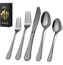 Comprar Juego De Cubiertos Negros Para 8, 40 Piezas De Acero Inox...