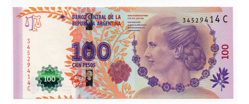 Billete Argentina 100 Pesos Evita Bottero 4302a Sin Circular