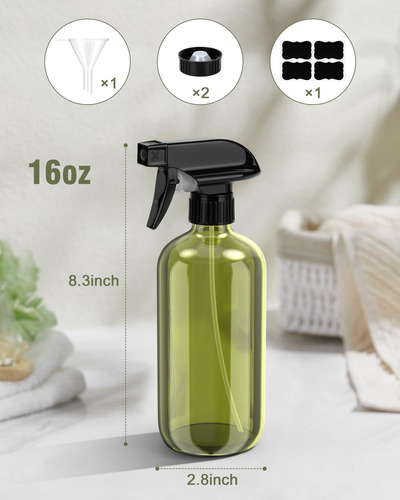 Botella De Spray De Vidrio Verde Oliva Para Aromaterapia Color
