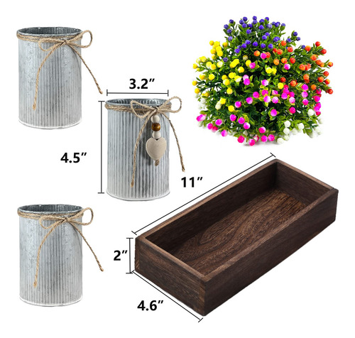 Calavak Centro De Mesa Decorativo De Madera Con 3 Flores
