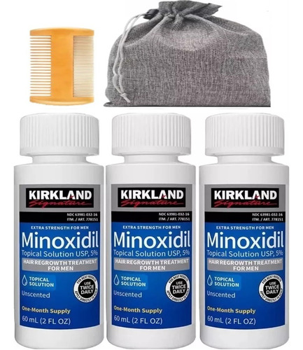 3 Super Pack Minoxidil Kirkland Gotero Minov136 Barba