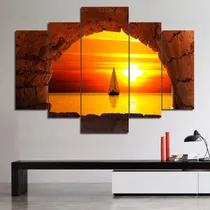 Comprar Cuadros Polípticos Paisajes Atardecer Bote