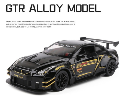 Nissan Gtr R35 Racing Sport Miniatura De Metal Con Luz