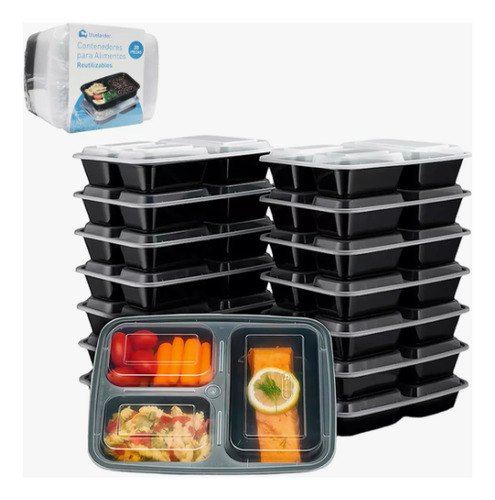 Caja De Almuerzo Pp Recipientes Desechables Con Tapa 20 Pzs