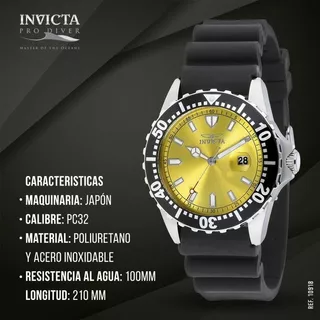 Reloj Invicta 10918 Pro Diver Yellow Dial Buceo Polyurethane