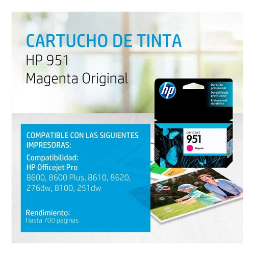 Cartucho De Tinta Hp 951 Original Cn051al Magenta