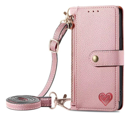 Funda De Piel Tipo Cartera Con Ranura Para Tarjetas Y Cierre