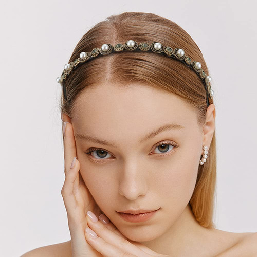 Paquete De 3 Diademas Finas Con Perlas Y Diamantes De